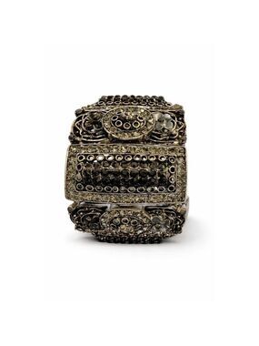 Cookie Lee Black Rhinestone Statement Bracelet | Vintage Glam Cuff